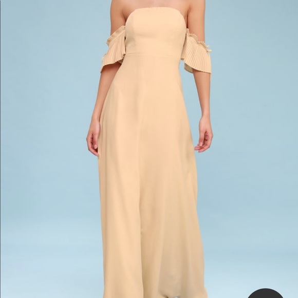 Hallie Nude Off-the-Shoulder Maxi Dress - Picture 1 of 3